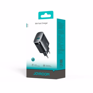 Joyroom JR-TF4 18W wall charger with 3A USB-A - USB-C 1m cable - black