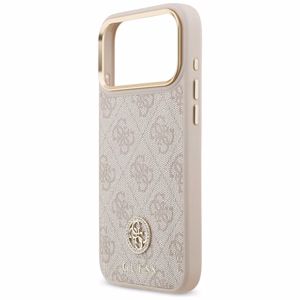 Guess 4G Strass Logo & Big Strap Metal Buttons MagSafe -suojakuori iPhone 17 Pro Max - pinkki