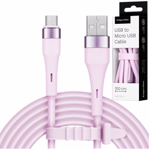 Kruger&Matz Basic USB–microUSB-silikonikaapeli, 1 m, vaaleanpunainen