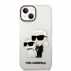 Karl Lagerfeld Glitter Karl&Choupette suojakuori iPhone 14 Plus:lle - läpinäkyvä
