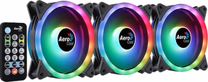 Aerocool DUO12PRO paketti 3x tuuletin 12 cm ARGB LED Dual Ring tärinänesto 6 nastaa musta