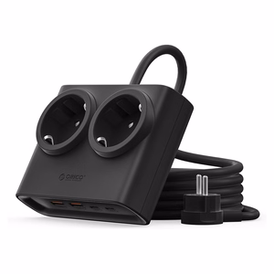 Orico PDC25 25W 6in1 jatkojohto 2x AC + 2x USB-A + 2x USB-C - musta
