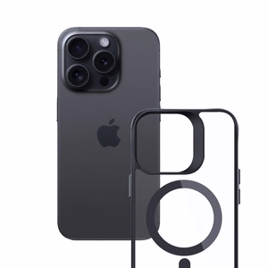 3mk Satin Armor MagCase MagSafe:lla iPhone 15 Pro Max:lle - kirkas mustalla kehyksellä