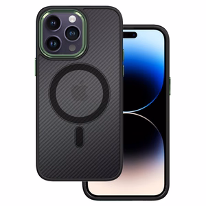 Tel Protect Magnetic Carbon Suojakuori iPhone 15 Plus:lle musta-vihreä