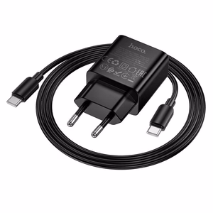Puhelimen laturi Hoco USB C QC PD 25W + kaapeli USB C–USB C N76 musta