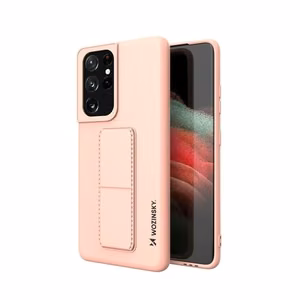 Wozinsky Kickstand Case silikoninen suojakuori jalustalla Samsung Galaxy S21 Ultra 5G vaaleanpunainen