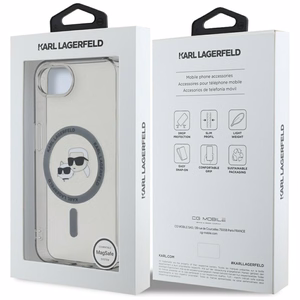 Karl Lagerfeld IML Metal Karl & Choupette Heads MagSafe Alkuperäinen Pussi iPhone 17e/16e:lle - Musta