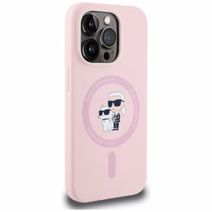 Karl Lagerfeld Silikoninen Karl&Choupette MagSafe Suojakuori iPhone 14 Pro Max:lle - Vaaleanpunainen