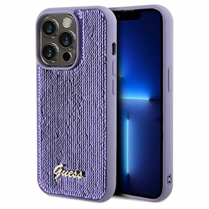 Guess Sequin Script Metal -suojakuori iPhone 14 Prolle - violetti
