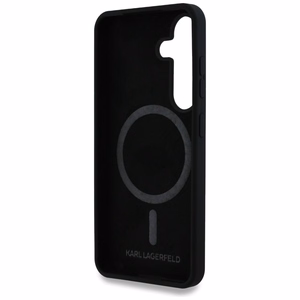 Karl Lagerfeld Suojakuori Samsung S25:lle KLHMS25SSKCHTCK (Magneettinen Silikoninen Double Heads) Musta