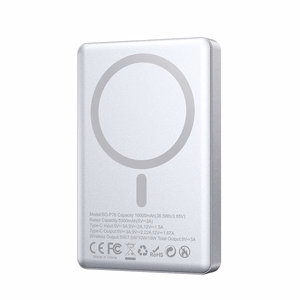 BWOO ultrasliimi alumiininen magneettinen varavirtalähde P76 PD 20W 10000 mAh digitaalinäyttö USB-C musta