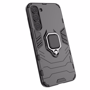 Ring Armor Suojakuori Samsung Galaxy S23+:lle panssaroitu magneettinen sormusjalusta musta