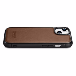 iCarer Nahka Öljyvaha Aitoa nahkaa Kotelo iPhone 14 Plus (MagSafe yhteensopiva) Ruskea (WMI14220719-BN)