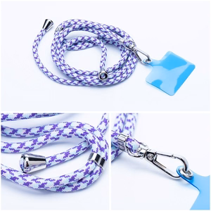 SWING (6mm) Puhelimen hihna, puhelimen riipus säädettävällä pituudella / narun pituus 165cm (max 82,5cm silmukassa) / olalle tai kaulalle - valkoinen - violetti