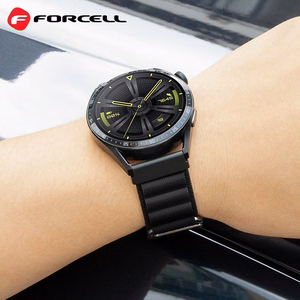 Hihna Samsung Galaxy Watch:lle Forcell F-Design FS05 polyesterikuitu solki 20 mm musta