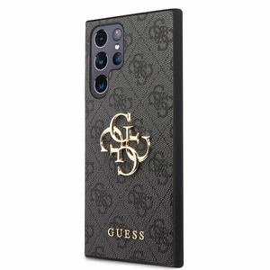 Guess GUHCS22L4GMGGR S908 S22 Ultra szary/harmaa kovakotelo 4G Iso metallilogo