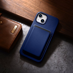 iCarer Case Nahkakotelo iPhone 14 Plus -puhelimelle aito nahkakotelo sininen (yhteensopiva MagSafe)