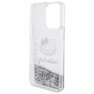 Hello Kitty Liquid Glitter Charms Kitty Head Suojakuori iPhone 15 Pro Max:lle - hopeinen