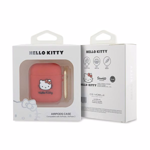 Hello Kitty Silicone 3D Kitty Head case for AirPods 1 / 2, fuchsia