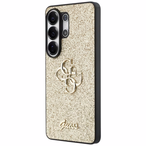 Guess Fixed Glitter Big 4G Metal Logo -suojakuori Samsung Galaxy S26 Ultralle - kultainen