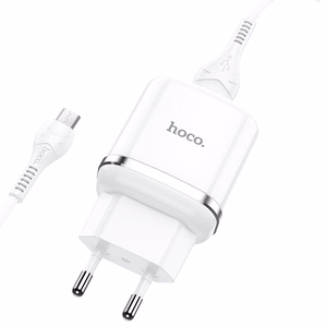 Puhelinlaturi Hoco USB A QC3.0 3A 18W + kaapeli USB A - Micro USB N3 valkoinen
