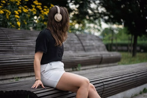 Wireless headphones Forcell F-Audio Touch Beat ANC beige