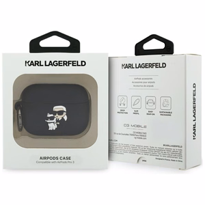 Karl Lagerfeld Silicone Karl & Chaupette Head 3D Case for AirPods Pro 3 - Black