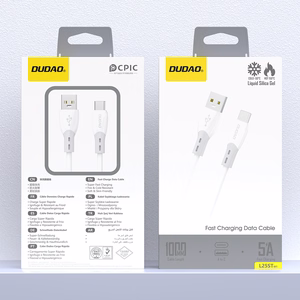 Dudao L25ST 5A USB-A - USB-C -kaapeli pehmeällä silikonisuojalla 1m - valkoinen