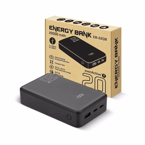 Varavirtalähde 20 000mAh, 1x USB, 2x USB-C, 20W, QC4+, LCD-näyttö, musta