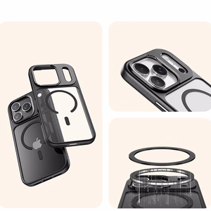 Rock Guard Lens Protection Series Magneettinen Suojakuori iPhone 17 Air:lle läpinäkyvä-musta