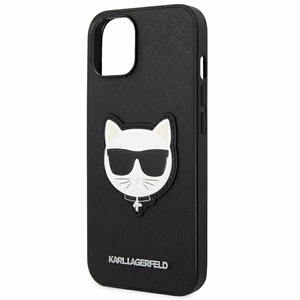 Karl Lagerfeld Saffiano Choupette Head Patch kotelo iPhone 14 Plus - musta