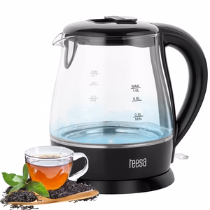 TEESA sähköinen lasivedenkeitin, 1630 W, musta, 1 l