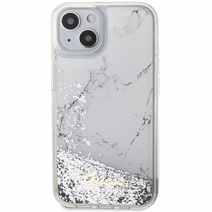 GUESS case for IPHONE 13 / 14 / 15 GUHCP14SLCSGSGH (Liquid Glitter Marble) white