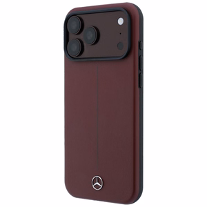 Mercedes Semi Wrap Iconic Line MagSafe nahkainen suojakuori malleille iPhone 18 Pro Max / 17 Pro Max, viininpunainen