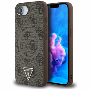 Guess HC MagSafe PU 4G Ring Triangle Logo Suojakuori iPhone 16e:lle - Ruskea