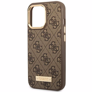 Guess GUHMP14LU4GPRW iPhone 14 Pro 6.1 "ruskea / ruskea kova kotelo 4G Logo Plate MagSafe