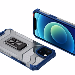 Crystal Ring Case Kickstand Kova Rugged Cover iPhone 13 mini sininen sininen