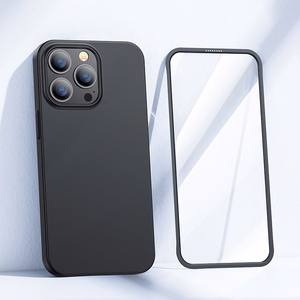 Joyroom 360 Full Case etu- ja takakuori iPhone 13 Pro Max + karkaistu lasi näytönsuoja musta (JR-BP928 musta)