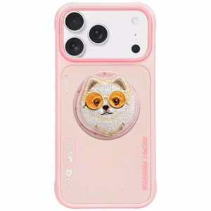 Nimmy Glasses Cool Dog MagSafe Suojakuori iPhone 17 Pro:lle - vaaleanpunainen