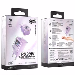 Acefast A53 PD 30W GaN USB-C charger with display - purple