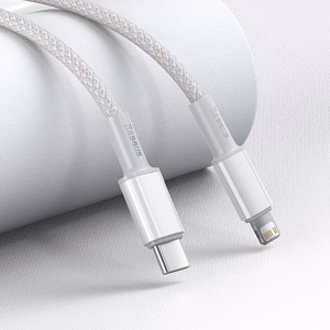 Baseus High Density Braided USB-C - Lightning kaapeli PD 20W 1 m (valkoinen) CATLGD-02
