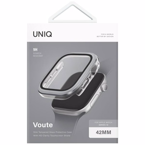 Uniq Voute Karkaistu Lasi Suojakuori Apple Watch 10 42 mm:lle - Hopeinen