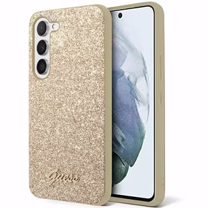 Guess Glitter Script suojakuori Samsung Galaxy S24+:lle - kultainen