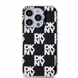 DKNY IML Checkered Mono Pattern Suojakuori iPhone 15 Pro:lle - musta