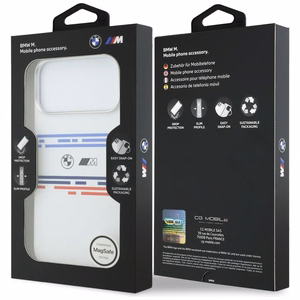 BMW M Silicon Horizontal Line MagSafe Suojakuori iPhone 17 Pro Maxille - Valkoinen