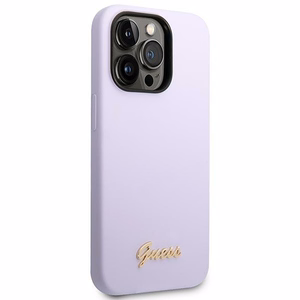 Guess GUHCP14XSLSMU iPhone 14 Pro Max 6.7" violetti / violetti kova kotelo Silikoni Vintage Gold Logo