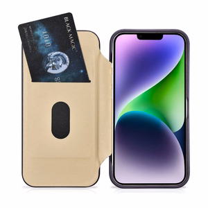 iCarer CE Premium Nahka Folio Case iPhone 14 Plus Magneettinen Flip Nahka Folio Case MagSafe Tumman violetti (WMI14220715-DP)