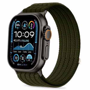Tech-Protect Nylon Sport nailoninen urheiluranneke Apple Watch 44 / 45 / 46 / 49 mm -malleille, tummanvihreä