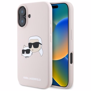 Karl Lagerfeld Silikoninen Nauble Heads Print MagSafe Suojakuori iPhone 16:lle - Vaaleanpunainen