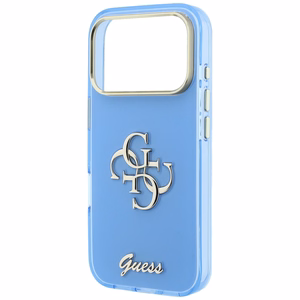 Guess IML 4G Script Metal -suojakuori laitteelle iPhone 18 Pro Max / 17 Pro Max – vaaleansininen